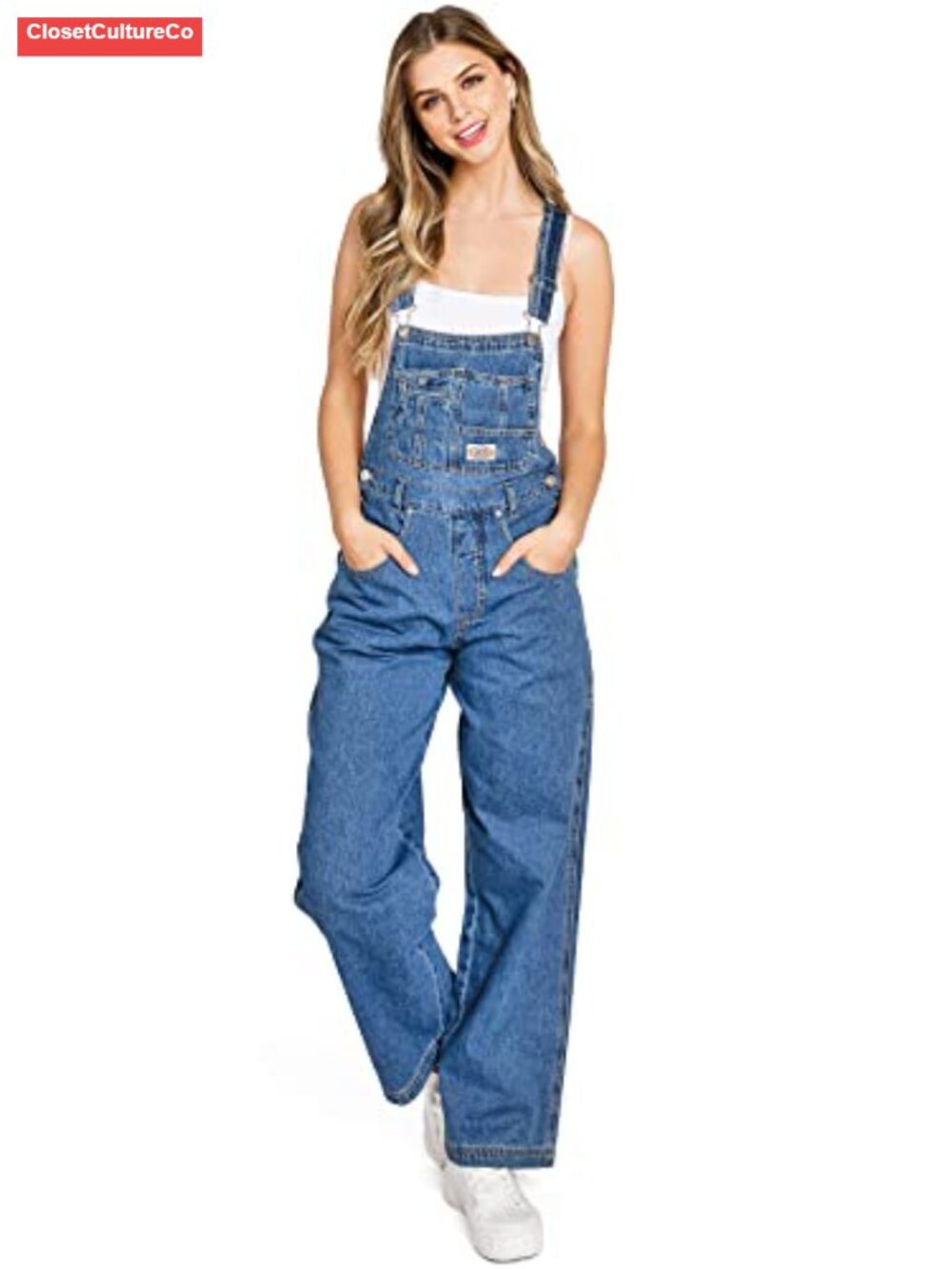 90s Retro Bib and Brace Denim Overall Jumpsuit Adjustable Straps Pockets